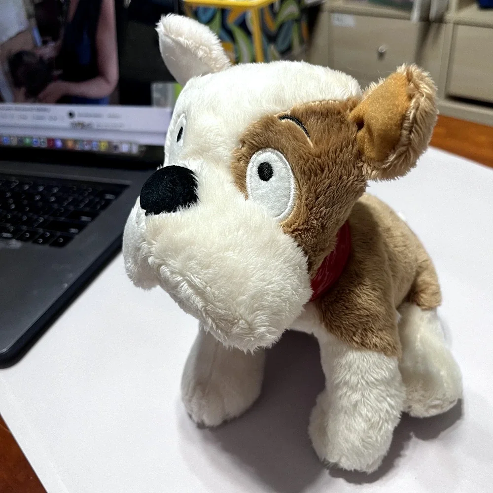 Hallmark 8” Brown & White Puppy‎ Dog Bulldog Plush W/ Red Collar Stuffed Animal